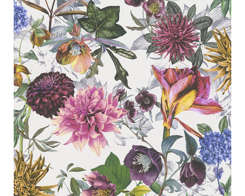 A.S. CRÉATION Vliesbehang 38175-4 bloemen wit Behang met bloemenmotief van verschillende bloemen