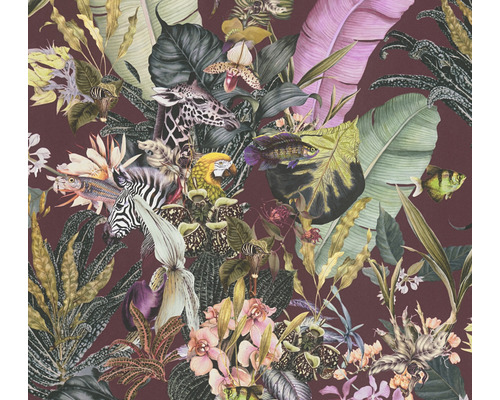 A.S. CRÉATION Vliesbehang 38176-5 bloemen rood Behang met jungle motieven, inclusief dieren en planten