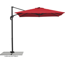 Rode zweefparasol met voet voor de tuin of het terras