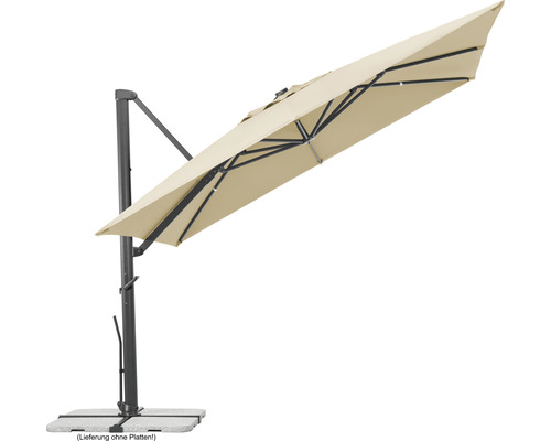 Beige parasol voor de tuin met metalen frame en voet