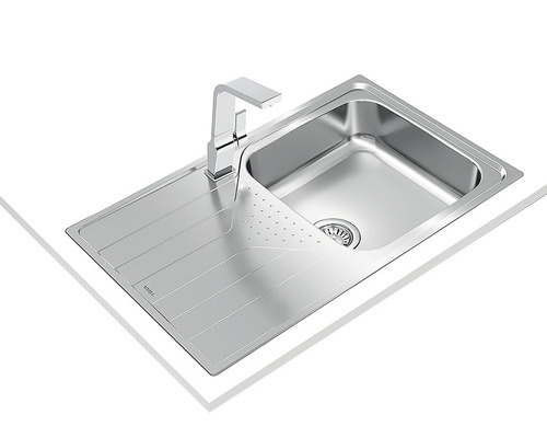 Roestvrijstalen spoelbak met afdruiprek en kraan