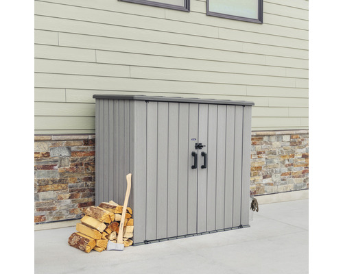 Kunststof tuinkast met houtopslag