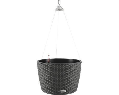 LECHUZA All-in-One Set Hangpot Cottage Nido Kunststof grijs Ø 35 cm H 23 cm Hangpot met irrigatiesysteem en waterniveau-indicator