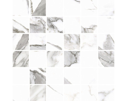 Patroon van witte tegels met marmering