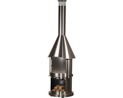 Roestvrijstalen tuinhaard met brandhout