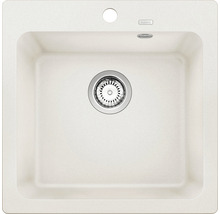 Spoelbak van composiet met afvoer en zeefmand