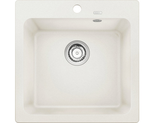 Spoelbak van composiet met afvoer en zeefmand