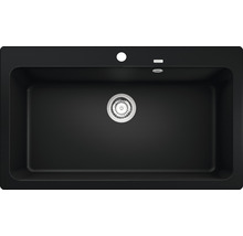 Zwarte spoelbak met afvoergarnituur