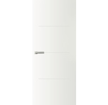 Witte binnendeur met horizontale sierlijnen en deurklink