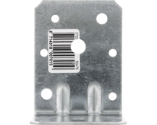 Metalen hoekverbinder 50x75 millimeter met gaten