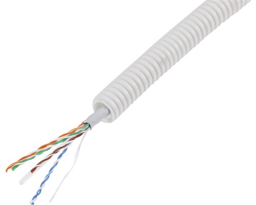 Q-LINK Flexibele voorbedrade buis met UTP CAT6 kabel 16 mm 5/8" grijs 25 m