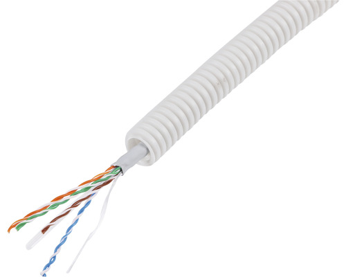 Q-LINK Flexibele voorbedrade buis met UTP CAT6 kabel 16 mm 5/8" grijs 50 m