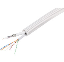 Q-LINK Flexibele voorbedrade buis met UTP CAT6 + coax kabel 19 mm 3/4" grijs 25 m-thumb-0