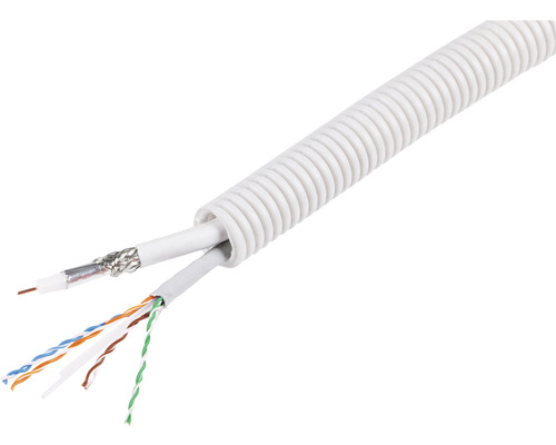 Q-LINK Flexibele voorbedrade buis met UTP CAT6 + coax kabel 19 mm 3/4" grijs 25 m