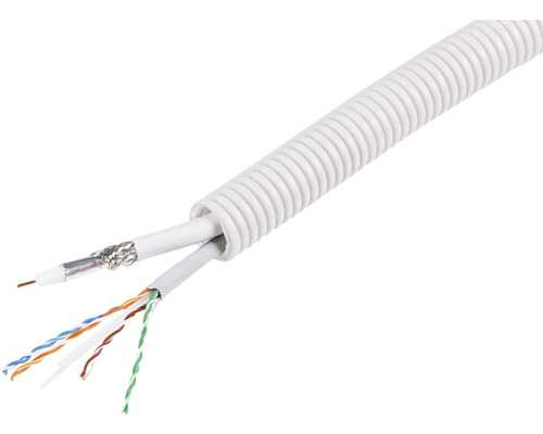 Q-LINK Flexibele voorbedrade buis met UTP CAT6 + coax kabel 19 mm 3/4" grijs 25 m-0