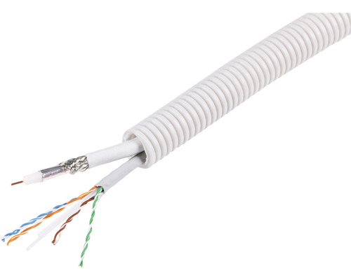 Q-LINK Flexibele voorbedrade buis met UTP CAT6 + coax kabel 19 mm 3/4" grijs 50 m