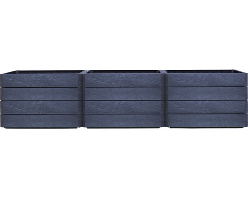 Drie rechthoekige plantenbakken voor buiten naast elkaar