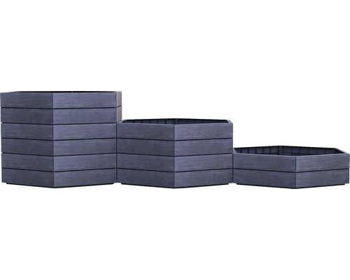 Gestapelde zeshoekige plantenbakken van hout