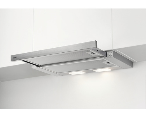 AEG Logo metalen afzuigkap met verlichting onder keukenkast