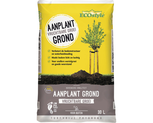 ECOSTYLE Aanplant grond vruchtbare groei turfvrij 30 liter Zak aanplantgrond voor een vruchtbare groei