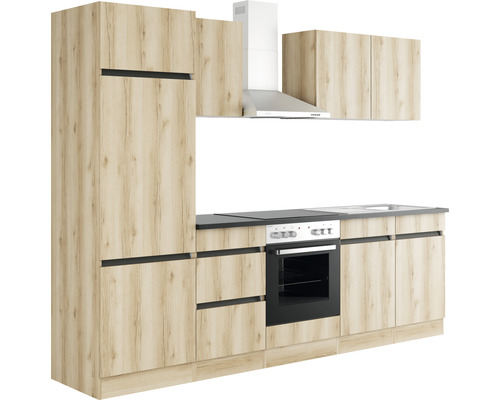 Compleet keukenblok met kasten, gootsteen, fornuis en afzuigkap