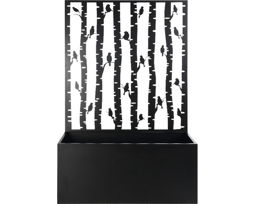 ESSCHERT'S GARDEN Plantenbak met trellis vogels zwart 100 x 39 x 140,5 cm Plantenbak met vogel- en berkenmotief