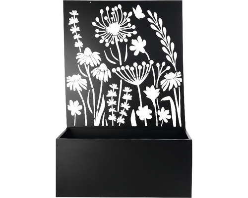 ESSCHERT'S GARDEN Plantenbak met trellis bloem zwart 100 x 39 x 140,5 cm Decoratieve plantenbak met bloemmotief