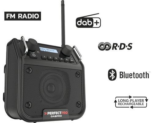 Perfectpro DABPRO bouwradio met FM, DAB plus, RDS, Bluetooth en accu