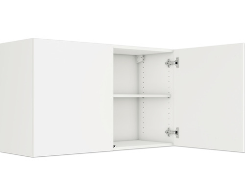 Witte hangkast met twee open deuren en legplank