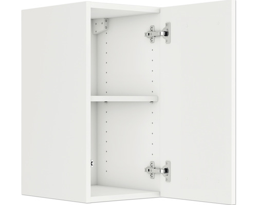 Open witte wandkast met plank en scharnieren