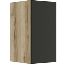 Hangende keukenkast met houten decor en glad oppervlak