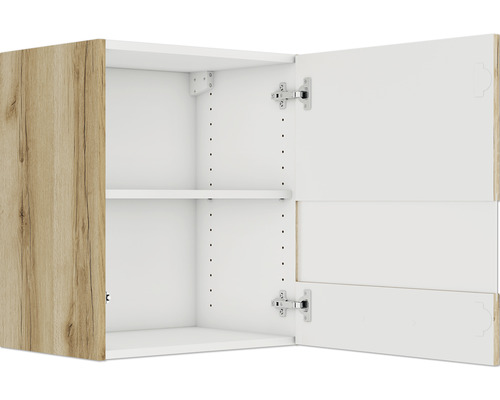 Hangende kast met twee deuren, één houten deur en één legplank