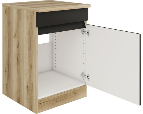 Onderkast met een lade en een open deur