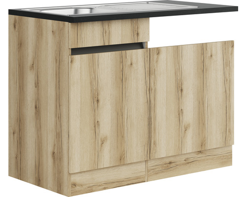 Spoelbak met onderkast in houtlook