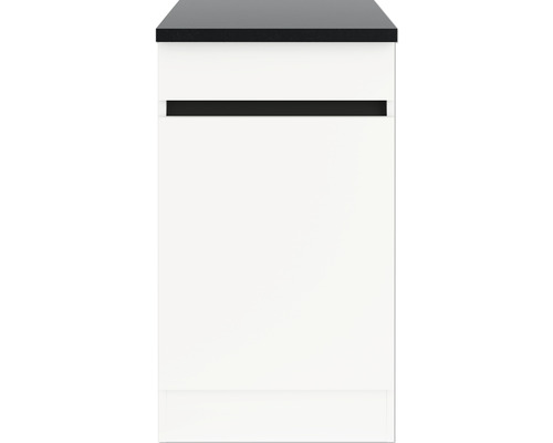 Wastafelonderkast met een lade en een zwart afdekblad