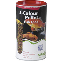 Visvoer als 3-kleuren pellet voor siervissen