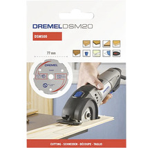 Dremel DSM20 zaagblad met een diameter van 77 millimeter in gebruik