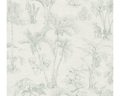 A.S. CRÉATION Vliesbehang 38021-2 Cuba jungle wit/groen Behang met jungle motief en palmbomen