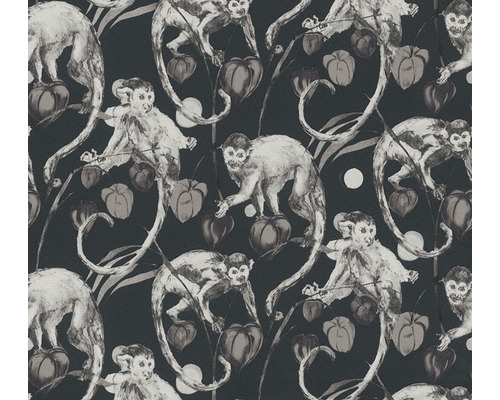 A.S. CRÉATION Vliesbehang 37982-2 Michalsky 4 dieren grijs Behang met apen en lampions