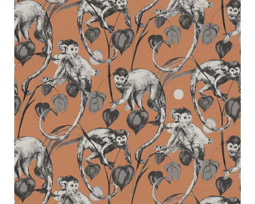 A.S. CRÉATION Vliesbehang 37982-4 Michalsky 4 dieren oranje Behang met apen en lampions
