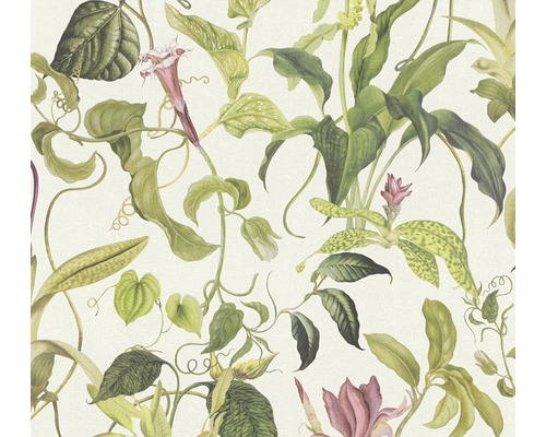 A.S. CRÉATION Vliesbehang 37988-1 Michalsky 4 bloemen groen Behang met botanisch patroon van bladeren en bloemen