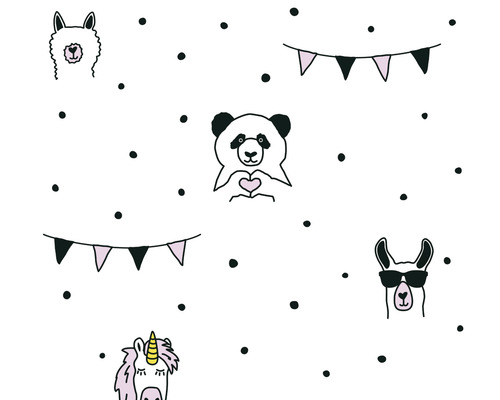 A.S. CRÉATION Vliesbehang 38138-1 Little Love feestje dieren wit lichtroze A.S. CRÉATION Vliesbehang 38138-1 Little Love feestje dieren wit lichtroze