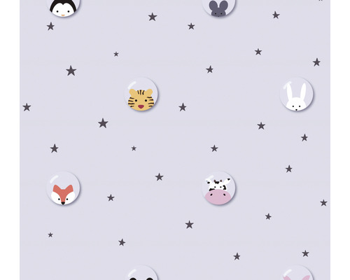 A.S. CRÉATION Vliesbehang 38143-1 Little Love sterren en dieren grijs Behang met dierenmotieven en sterren voor kinderkamer
