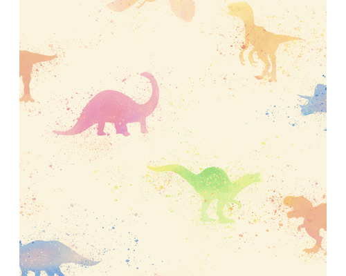 A.S. CRÉATION Vliesbehang 38146-1 Little Love dinosauriërs meerkleurig Illustratie van verschillende dinosaurussoorten