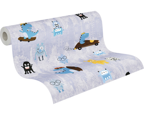 Rol behang met monster motieven