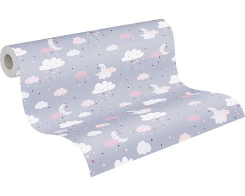 Behangrol met wolken, manen en sterren motief