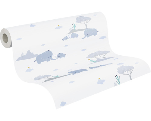 Behangrol met olifantenpatroon en woestijnlandschap