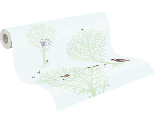 Behangrol met boom- en diermotieven