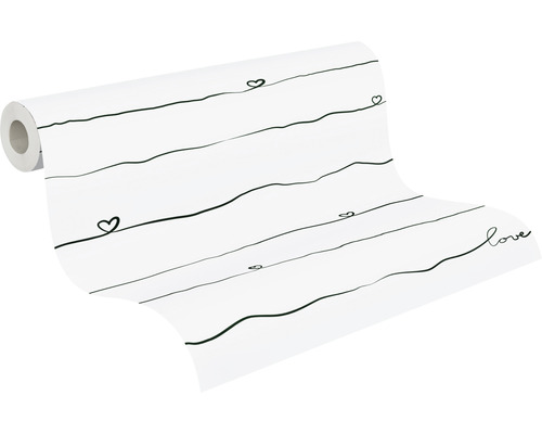 Behangrol met hartmotief en letters