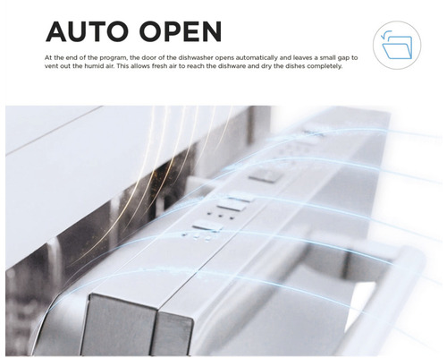 Automatische deuropening van een vaatwasser